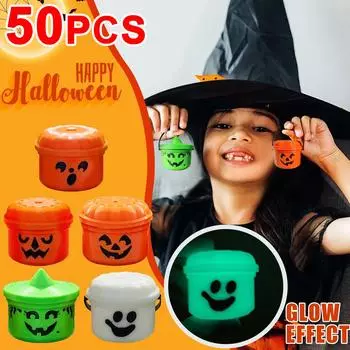 50 шт. Мини-ведро для ностальгии по Хэллоуину, мини-корзина для конфет на Хэллоуин, тыквенное ведро, маленькое ведро для конфет на Хэллоуин 1PCS