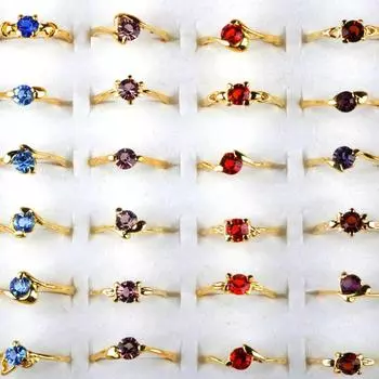 50 шт. много ювелирных изделий, кольца из кристаллического сплава смешанного цвета