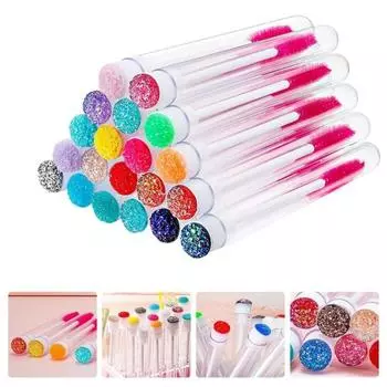 50 шт. многоразовых кистей для ресниц, одноразовых аппликаторов для туши, сменных пылезащитных кистей для ресниц и бровей розовый