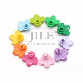 50 шт. Moc Plant Plate Round 1x1 с 3 листьями 32607 DIY Enlighten Building Blocks Bricks Compatible Assembles Parts Street View