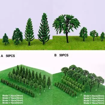 50 шт. Модель деревьев A/B DIY Зеленый Высококачественный Пейзаж A
