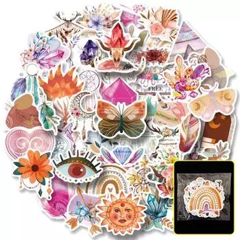 50 шт. модная прозрачная печать многоцветная канцелярская наклейка в стиле бохо узор для багажного отделения DIY домашний декор