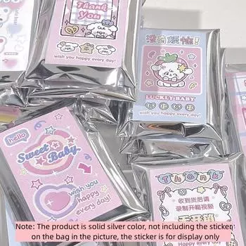 50 шт., модная серебряная упаковка Y2K, самоклеящаяся сумка Kpop Star, 3 дюйма, сумка для фотокарточек, почтовая упаковка, сумка для доставки писем серебряный