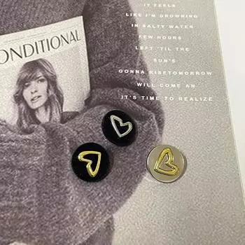 50 шт. модных пуговиц, красивых, черного цвета, флокированных, золотых, в форме сердца, круглых, с металлическим стержнем, швейные аксессуары для одежды 23mm серебряный