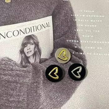 50 шт. модных пуговиц, красивых, черного цвета, флокированных, золотых, в форме сердца, круглых, с металлическим стержнем, швейные аксессуары для одежды 23mm серебряный