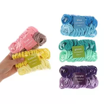 50 шт. мягкие бесконечные резинки для волос Snag Free для девочек Bobbles Ponio Stretchy Elastics 4*4cm чёрный
