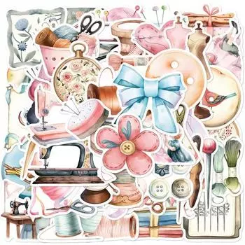 50 шт., мультяшная наклейка, наклейка на тему шитья, сильная клейкость, наклейки для ноутбука, телефона, холодильника, гитары, декор для скрапбукинга 1 Set