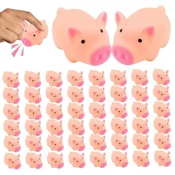 50 шт. мультяшная резиновая свинья, пищащая, издающая звук, снимающая стресс, игрушки для детей, сувениры на день рождения, подарок на детский душ, наполнители для пиньяты Pink 50PCS