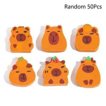 50 шт. Мультяшные ластики для карандашей в виде животных, Креативные милые ластики-капибары, Кавайные офисные принадлежности, Студенческие канцелярские товары, Подарки A7