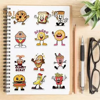 50 шт., мультяшные наклейки, Невыцветающие наклейки с фруктами и едой, водонепроницаемые многоразовые декоративные наклейки для ноутбуков 1 Set