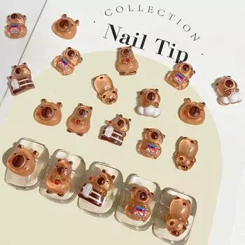50 шт. мультяшные подвески для ногтей в виде капибары 3D милые украшения из смолы для дизайна ногтей в виде капибары для самостоятельного изготовления шпилек для ногтей