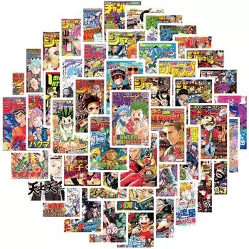 50 шт., мультяшный анимационный плакат, комбинированные граффити, наклейки для багажа, ноутбука, скутера, чашки для воды, наклейки из ПВХ 50PCS