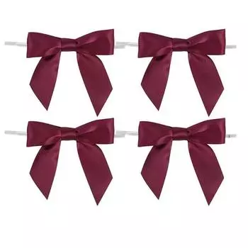 50 шт./набор 3,5-дюймовых маленьких подарочных бантов, бант из атласной ленты, готовые банты, палочки для торта, свадьба, волосы, подарки на вечеринку, выпечка 50pcs бордовый