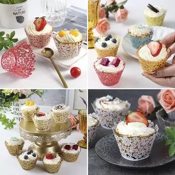 50 шт./набор бумажных стаканчиков для выпечки тортов, безопасные и надежные, простая сборка, изысканные стаканчики для выпечки кексов золотисто-желтого цвета золотисто-желтый