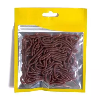 50 шт./набор красных червей, мягкая приманка, земляной червь, креветка, окунь, искусственные рыболовные приманки, популярные 4CM dark red