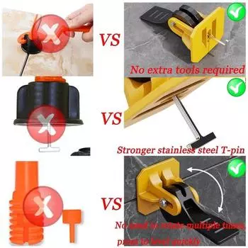 50 шт., набор прокладок для плитки, система выравнивания, регулируемая посадка, многоразовые составы для выравнивания пола, набор инструментов для выравнивания плитки жёлтый