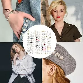 50 шт. Набор женских брошей-булавок с несколькими элементами декора, искусственными жемчужинами, стразами, цветами, бантами, булавками для одежды, носков, шляп, сумок, застежек на шею с глубоким вырезом A