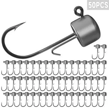50 шт., наборы джиг-крючков Ned, 2,5 г/3,5 г/5 г/6 г, джиг-головки для мягких червяков с Т-образным хвостом, рыболовные приманки, рыболовные снасти 6g