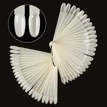 50 шт., накладные ногти, веерообразная палитра, дисплей, акриловая тренировочная таблица цветов для лака для ногтей с прозрачным кольцом