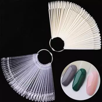 50 шт., накладные ногти, веерообразная палитра, дисплей, акриловая тренировочная таблица цветов для лака для ногтей с кольцом