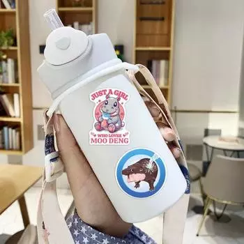 50 шт. наклеек с изображением бегемота, самоклеящиеся водонепроницаемые эстетические наклейки для ноутбука, детские наклейки с изображением животных, багаж для ноутбука