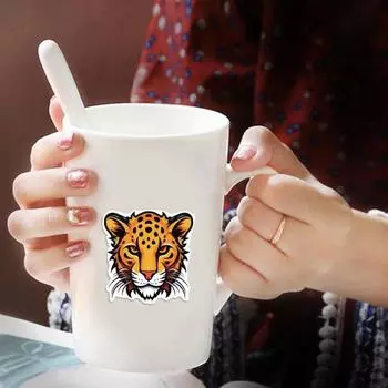 50 шт., наклейка для скрапбукинга, мультяшный леопардовый узор, водонепроницаемые наклейки для канцелярских принадлежностей, ноутбука, гитары, телефона 1 Set