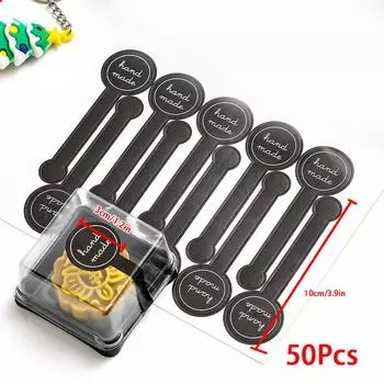 50 шт., наклейка для торта, уплотнительная этикетка, упаковочная коробка, кондитерские изделия, выпечка, прозрачный кекс C чёрный