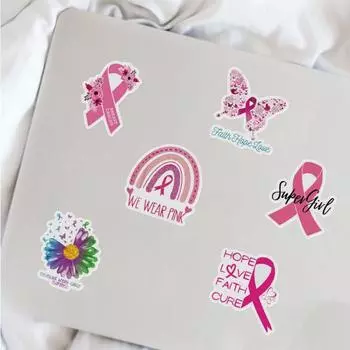 50 шт. наклейка осведомленность о заболеваниях груди розовая наклейка любовь верит борьба самоклеящаяся наклейка для украшения дома розовый