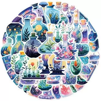 50 шт., наклейка с граффити на бутылку с рисунком, персонализированное украшение, гитара, ноутбук, чемодан, сделай сам, водонепроницаемая наклейка