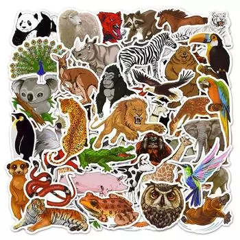 50 шт. наклейка с граффити в стиле зоопарка, скейтборд, гитара, мотоцикл, чемодан, чемодан, сделай сам, классическая игрушка, наклейка, наклейка для ребенка разноцветный