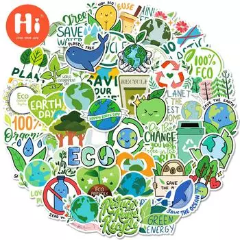 50 шт., наклейка с надписью об охране окружающей среды, наклейка в стиле граффити, наклейка на чемодан, наклейка для украшения мобильного телефона, планшета