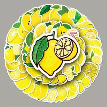 50 шт., наклейка в стиле граффити, водонепроницаемая, многоразовая, эстетичная, декоративная, с лимоном, фруктами, для телефона, для скрапбукинга, наклейка «сделай сам», повседневная жизнь жёлтый