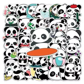 50 шт., наклейки для скрапбукинга, водонепроницаемые съемные самоклеящиеся декоративные наклейки с рисунком панды, граффити, повседневная жизнь чёрный