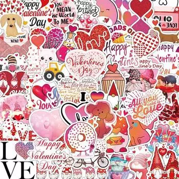 50 шт., наклейки на день Святого Валентина с рисунком «Я тебя люблю», наклейки с граффити для DIY, багажа, ноутбука розовый