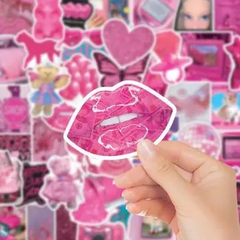 50 шт. наклейки с героями мультфильмов, водонепроницаемые наклейки для ноутбуков, багажа, скейтбордов, чашки для воды, устойчивые к выцветанию наклейки розовый