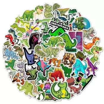 50 шт. наклейки с изображением динозавра водонепроницаемые виниловые наклейки на бутылку с водой ноутбук багаж скейтборд телефон 50PCS