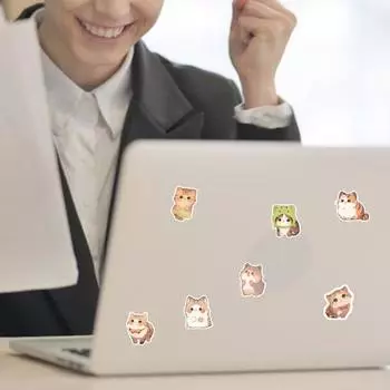 50 шт. наклейки с изображением кота из мультфильма «сделай сам», водонепроницаемые самоклеящиеся, отличная липкость, противоскользящие, водонепроницаемые, с разными узорами, для багажа, гитары, ноутбука, ноутбука 1 Set