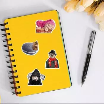 50 шт. наклейки с изображением кота, водонепроницаемые самоклеящиеся наклейки с животными для бутылок с водой, украшение для ноутбука, скрапбука 50pcs