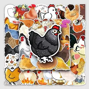50 шт., наклейки с изображением курицы, милые водонепроницаемые самоклеящиеся наклейки с милыми животными, сделай сам, автомобиль, скейтборд, ноутбук, мотоцикл, граффити, наклейки 1 Set