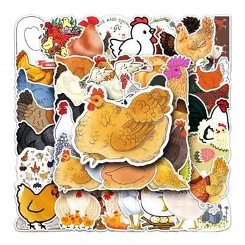 50 шт., наклейки с изображением курицы, милые водонепроницаемые самоклеящиеся наклейки с милыми животными, сделай сам, автомобиль, скейтборд, ноутбук, мотоцикл, граффити, наклейки 1 Set