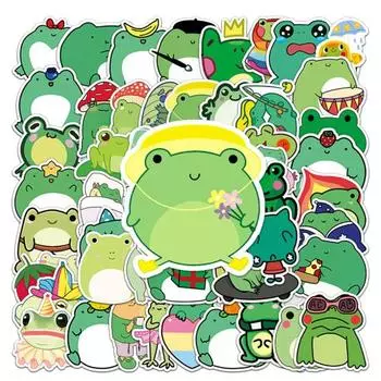 50 шт., наклейки с изображением лягушки и животного, водостойкие ПВХ, милые виниловые наклейки, сделай сам, скейтборд, художественное украшение, багаж, вода