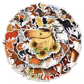 50 шт., наклейки с изображением мультяшной лошади, животного, Vtuber, наклейки для багажа, наклейки на кружку, украшения для ноутбука, наклейки
