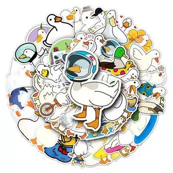 50 шт. наклейки с изображением утки из мультфильма, наклейки для багажа в стиле Vtube, наклейки для кружек, наклейки для украшения ноутбука
