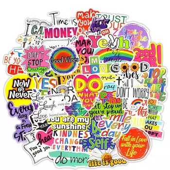 50 шт., наклейки с мотивационными цитатами, эстетические английские фразы, вдохновляющие наклейки для детей, наклейки для скрапбукинга, ноутбука, милые