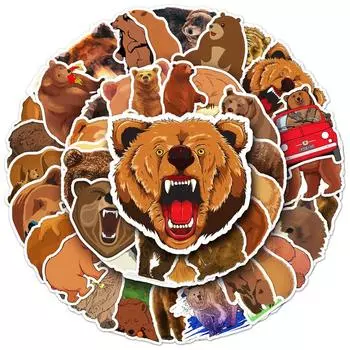 50 шт., наклейки с рисунком бурого медведя, животных, Vtuber, наклейки для багажа, наклейки на кружку, украшения для ноутбука, наклейки