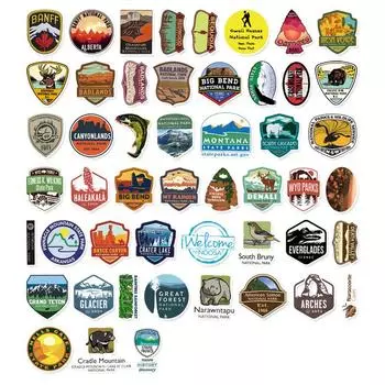 50 шт. Наклейки с рисунком национального парка, наклейки для багажа Vtuber, наклейки для кружек, наклейки для украшения ноутбука