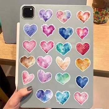 50 шт. наклейки с сердечками, самоклеящиеся, сильная липкость, водонепроницаемые, легко очищаются, сделай сам, наклейки для ноутбука, скрапбукинга, тетради 1 Set