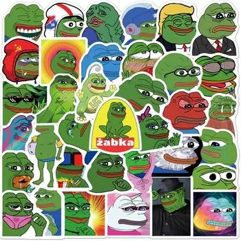 50 шт. Наклейки Sad Frog Zabka, милые наклейки, наклейки для багажа Vtuber, наклейки для кружек, наклейки для украшения ноутбука