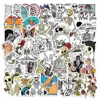 50 шт. Наклейки в стиле «Череп» Наклейки для скейтборда Наклейки для экстремальных видов спорта Наклейки для чемодана, гитары, кружки, блокнота, трендовые наклейки