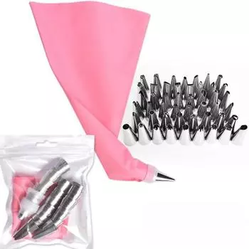 50 шт. насадки для торта из нержавеющей стали и силиконовые кондитерские мешки, многоразовые инструменты для украшения торта на кухне, инструмент для украшения торта в пекарне